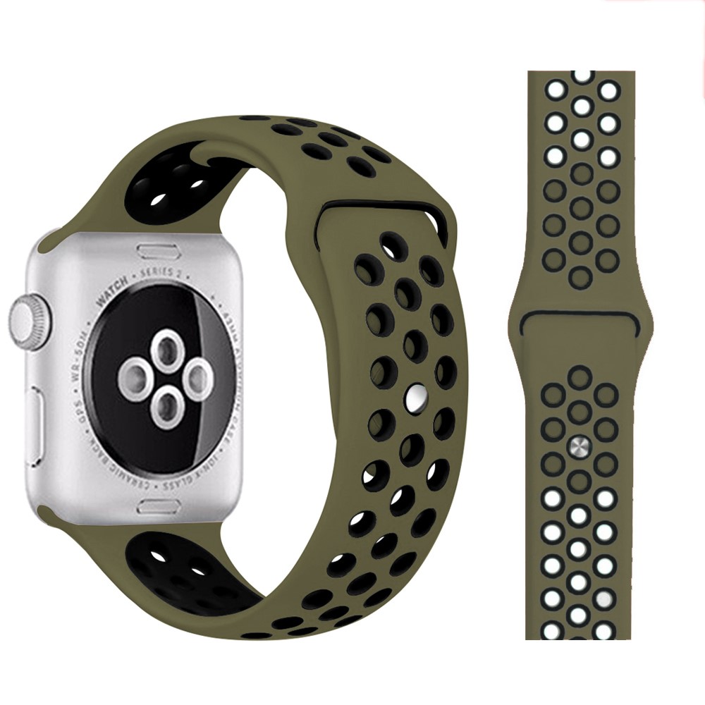 Ihligt Silikon Armband Apple Watch 41/40/38 mm (M/L) - Grn/Svart