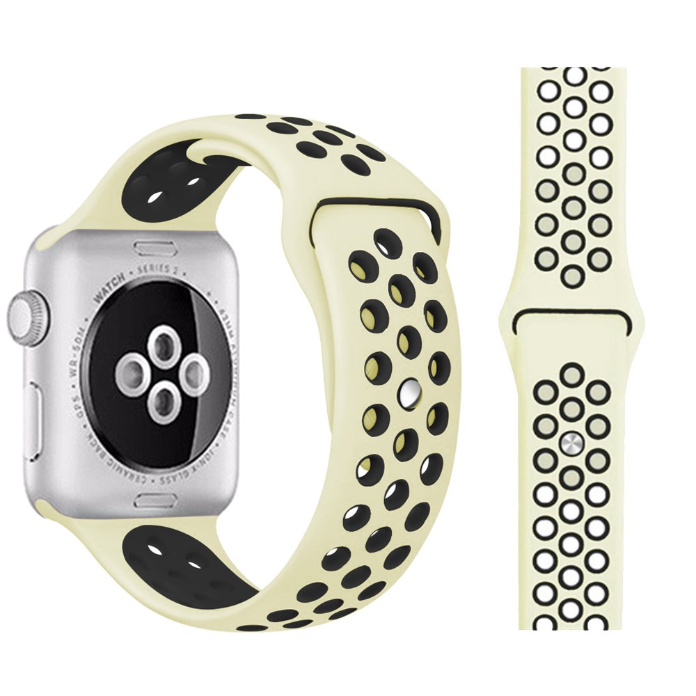 Ihligt Silikon Armband Apple Watch 41/40/38 mm (M/L) - Beige/Svart
