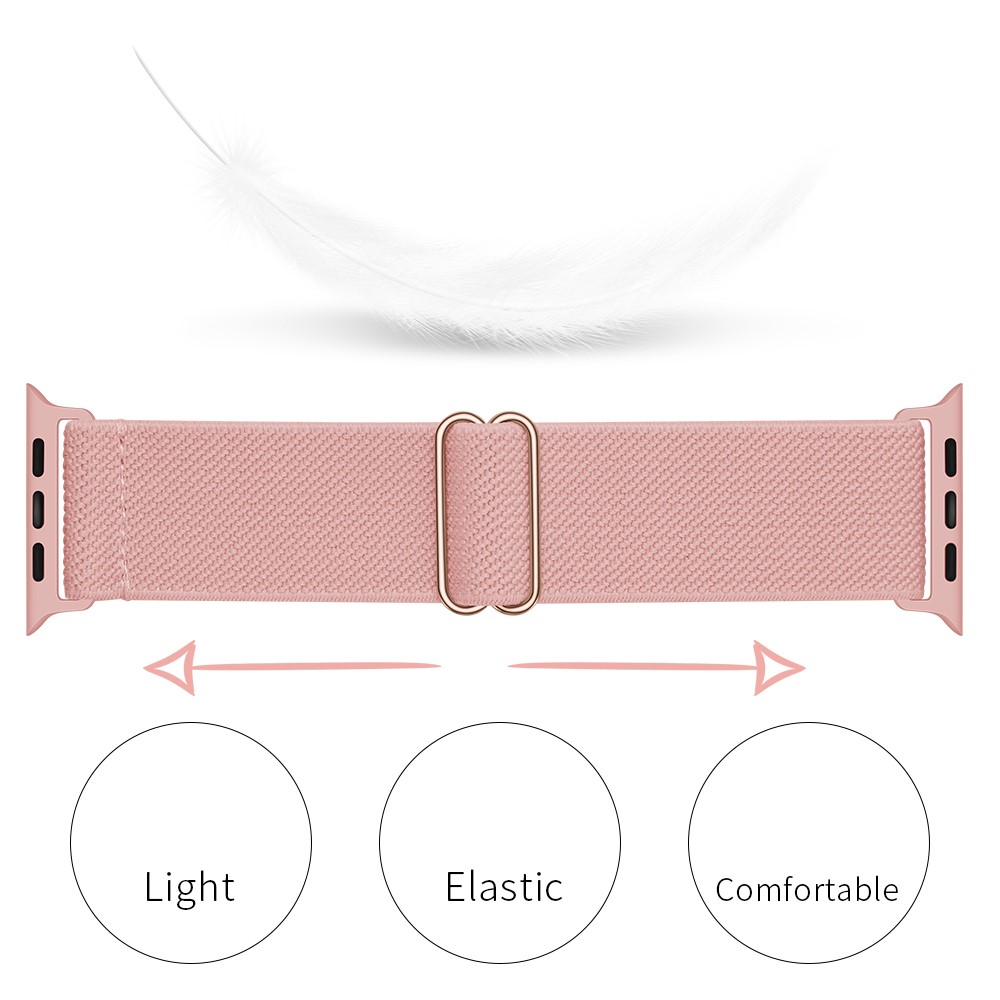 Nylon Armband Justerbart Apple Watch 41/40/38 mm - Ljus Rosa
