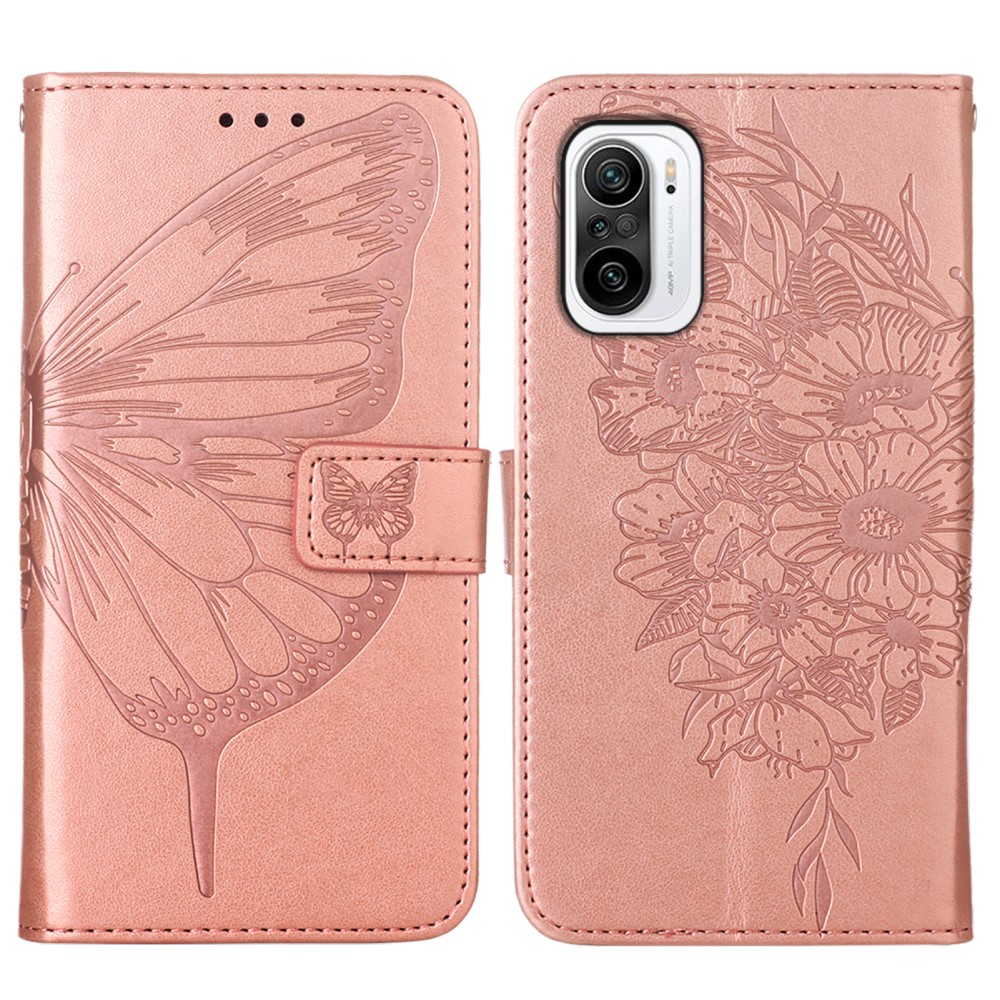 Xiaomi Mi 11i - Butterfly Lder Fodral - Rosguld