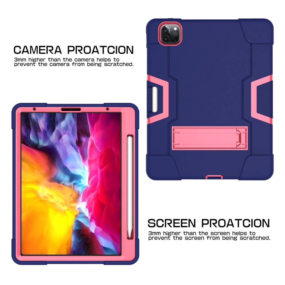 iPad Pro 11 (2018/2020/2021) - Shockproof Hybrid Skal Med Kickstand - Bl/Rosa