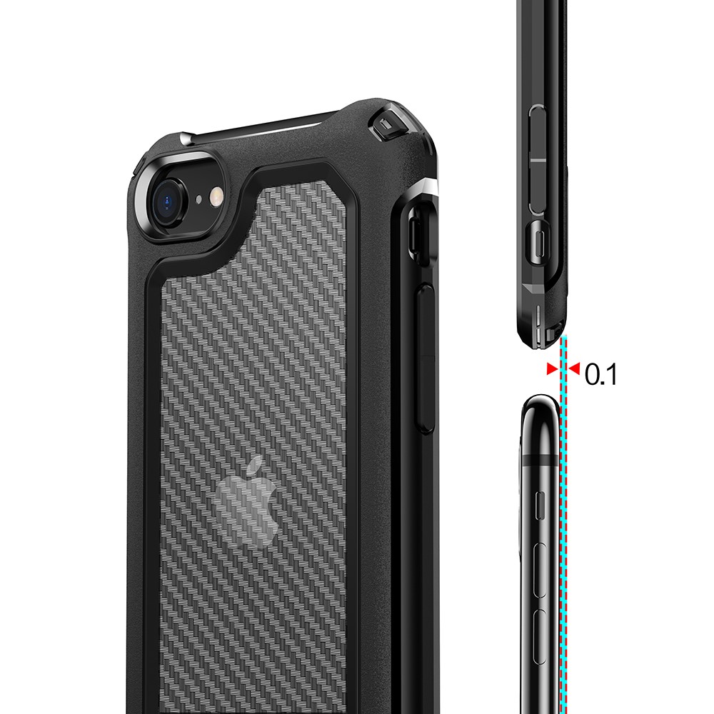 iPhone 7/8/SE (2020/2022) - Shockproof Kolfiber Textur Skal - Svart