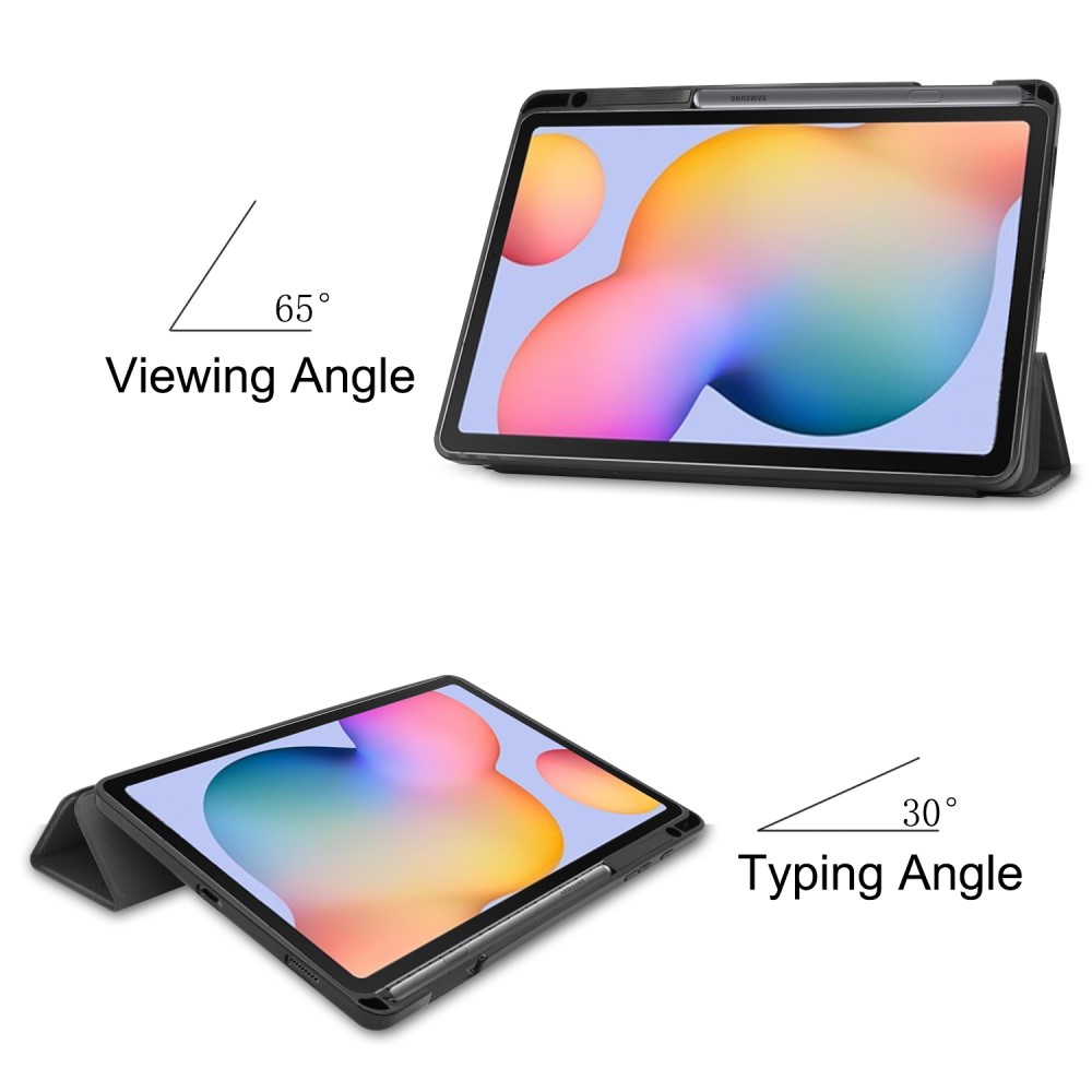 Samsung Galaxy Tab S6 Lite - Tri-Fold Fodral Med Pennhllare - Svart
