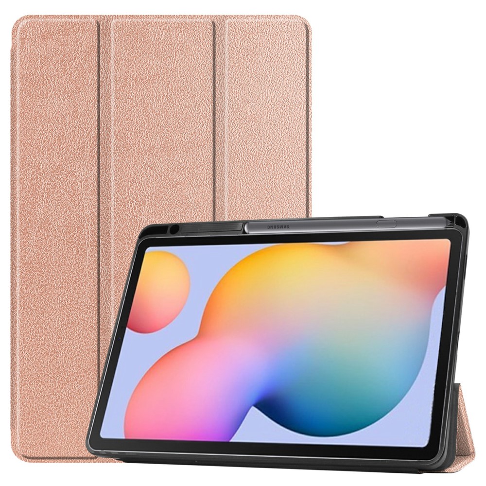 Samsung Galaxy Tab S6 Lite - Tri-Fold Fodral Med Pennhllare - Rosguld