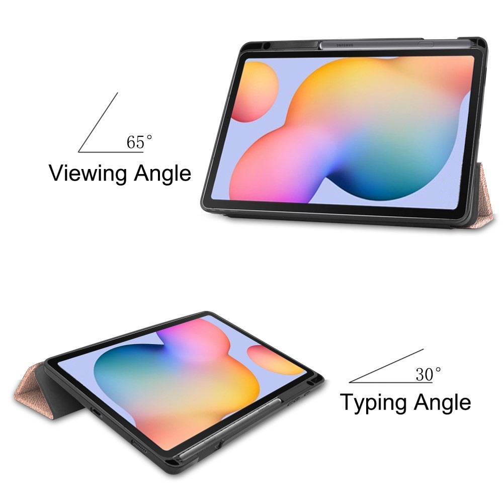 Samsung Galaxy Tab S6 Lite - Tri-Fold Fodral Med Pennhllare - Rosguld
