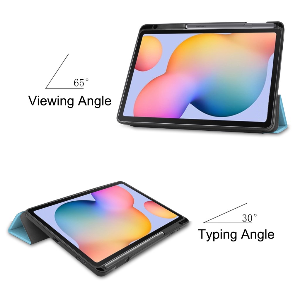 Samsung Galaxy Tab S6 Lite - Tri-Fold Fodral Med Pennhllare - Bl