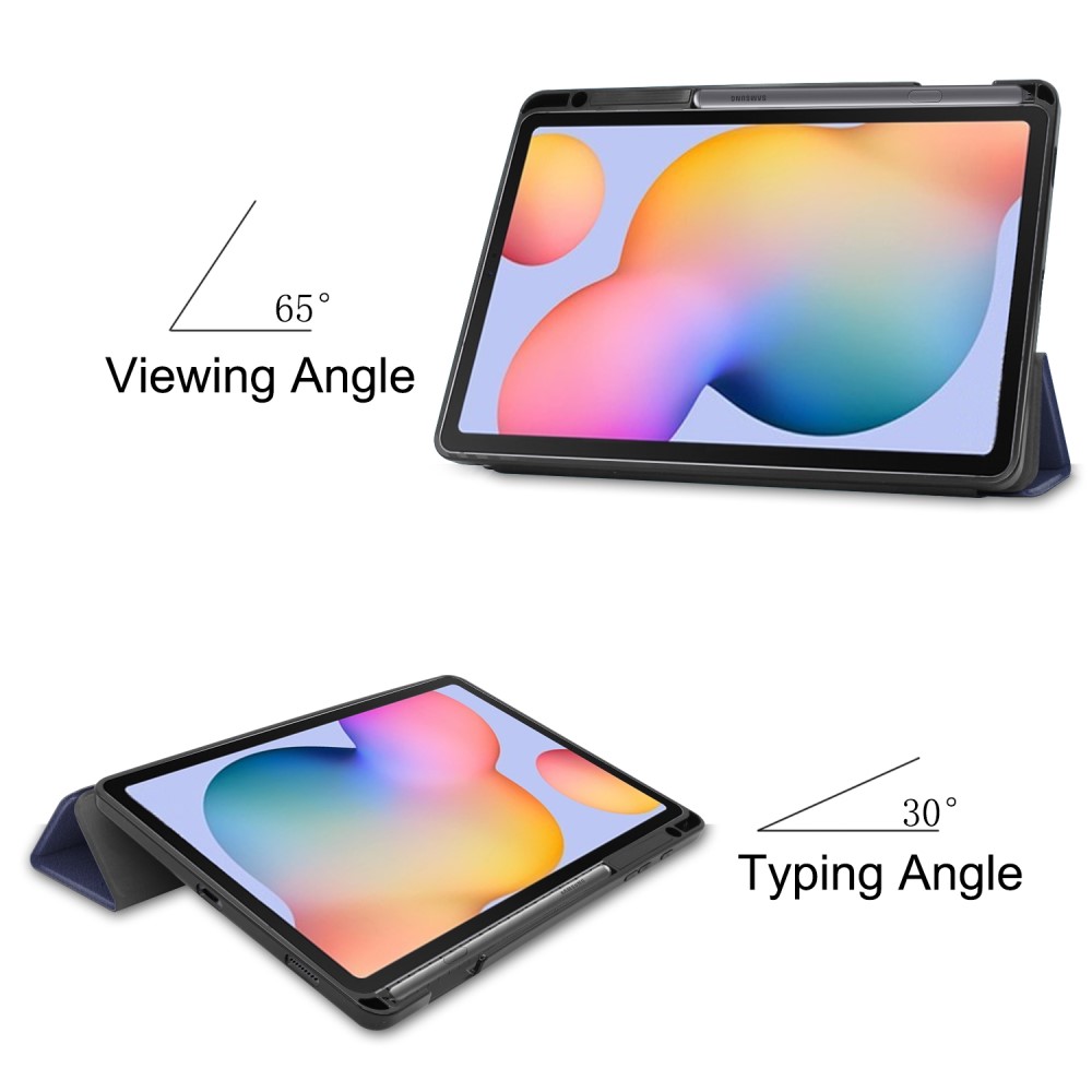 Samsung Galaxy Tab S6 Lite - Tri-Fold Fodral Med Pennhllare - Mrk Bl
