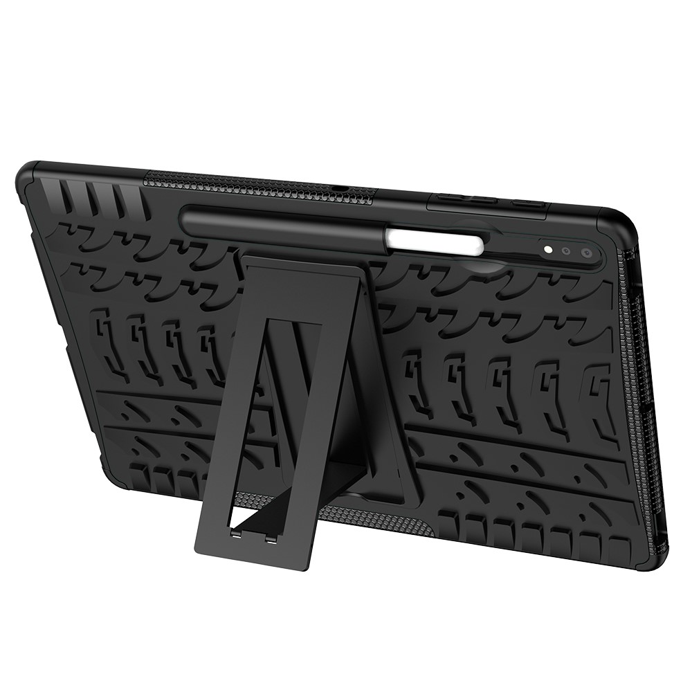 Samsung Galaxy Tab S7 Plus / Tab S8 Plus Skal Rugged Kickstand Armor Svart