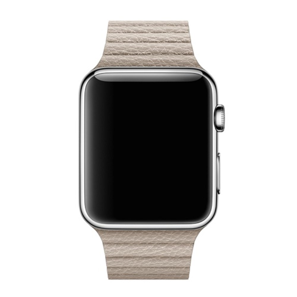 Magnetisk Loop Armband I kta Lder Apple Watch 44/42 mm Beige