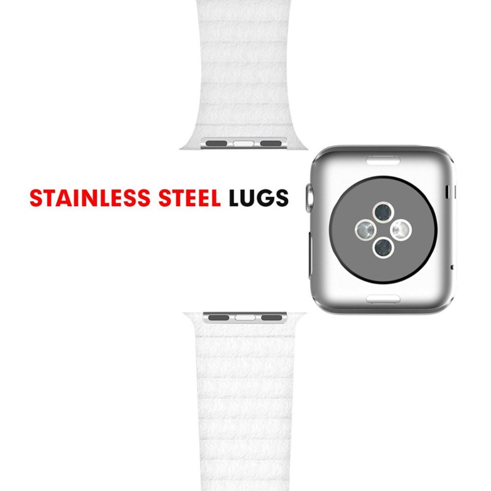 Magnetisk Loop Armband I kta Lder Apple Watch 40/38 mm - Vit