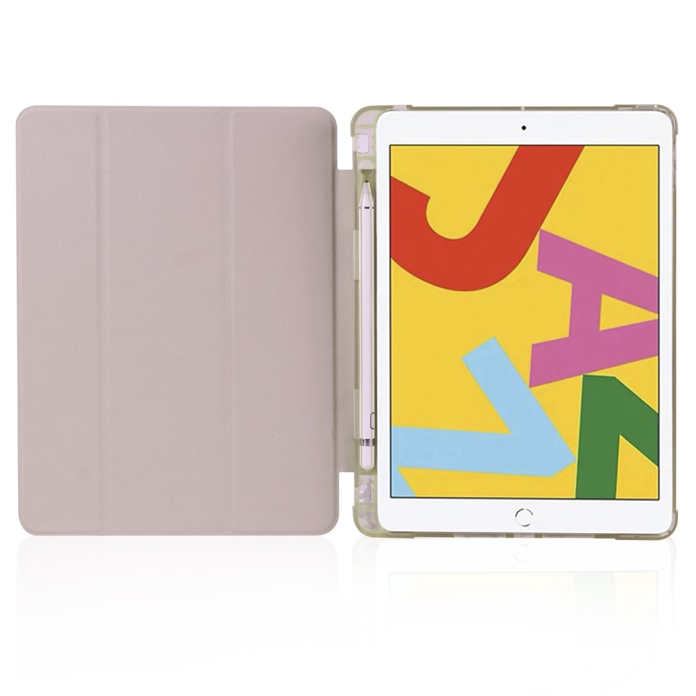 iPad 10.2 2019/2020/2021 Fodral Tri-Fold Med Pennhllare Rosguld