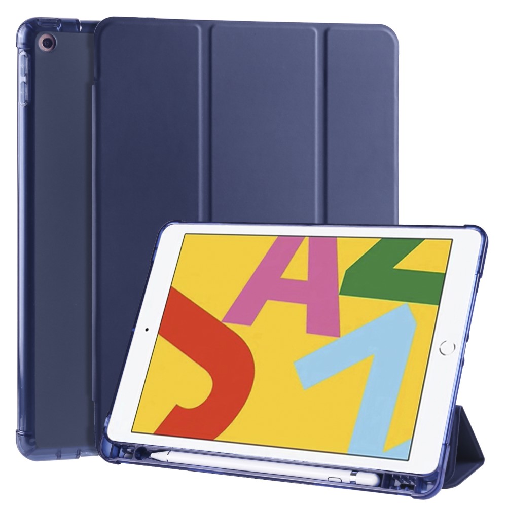 iPad 10.2 2019/2020/2021 Fodral Tri-Fold Med Pennhllare Mrk Bl