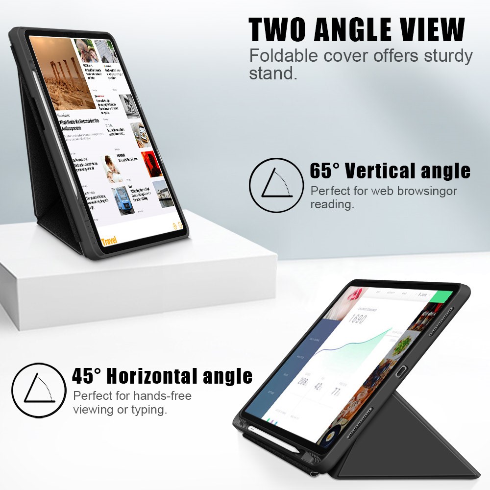 iPad Pro 12.9 (2018/2020/2021) - Origami Lder Fodral - Svart