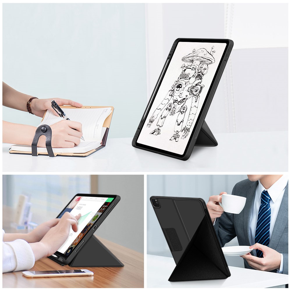 iPad Pro 12.9 (2018/2020/2021) - Origami Lder Fodral - Svart