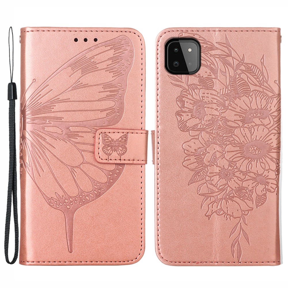 Samsung Galaxy A22 5G - Butterfly Plnboksfodral - Rosguld