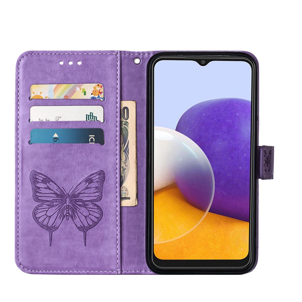 Samsung Galaxy A22 5G - Butterfly Plnboksfodral - Lila