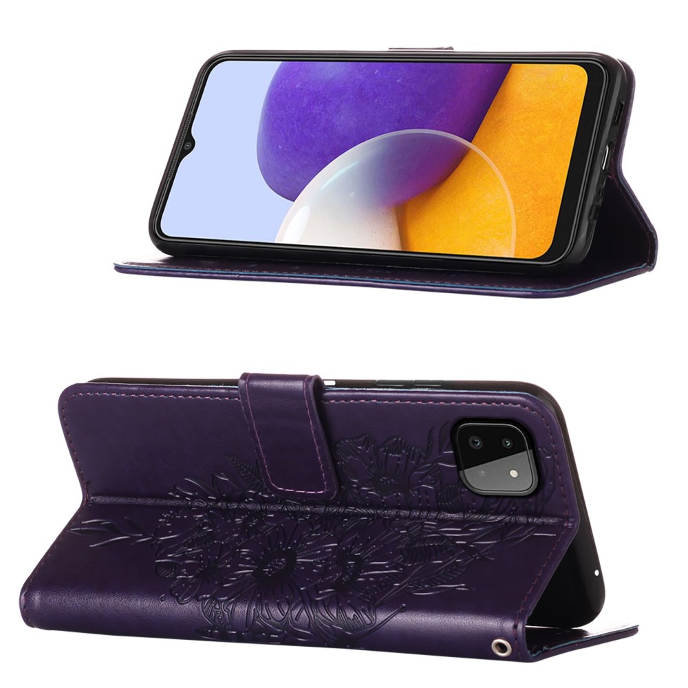 Samsung Galaxy A22 5G - Butterfly Plnboksfodral - Mrk Lila