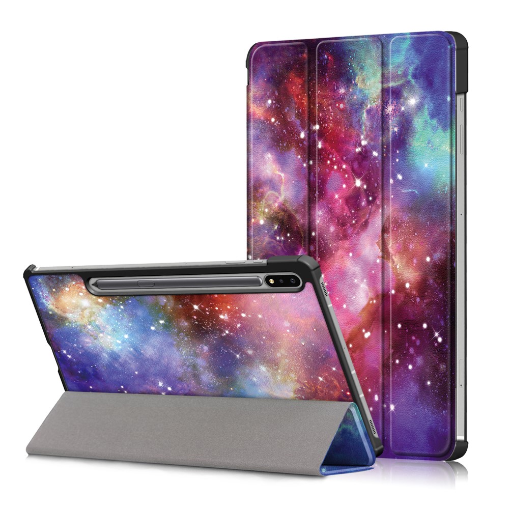 Galaxy Tab S7 FE/S7 Plus/S8 Plus Tri-Fold Lder Fodral Cosmic Space
