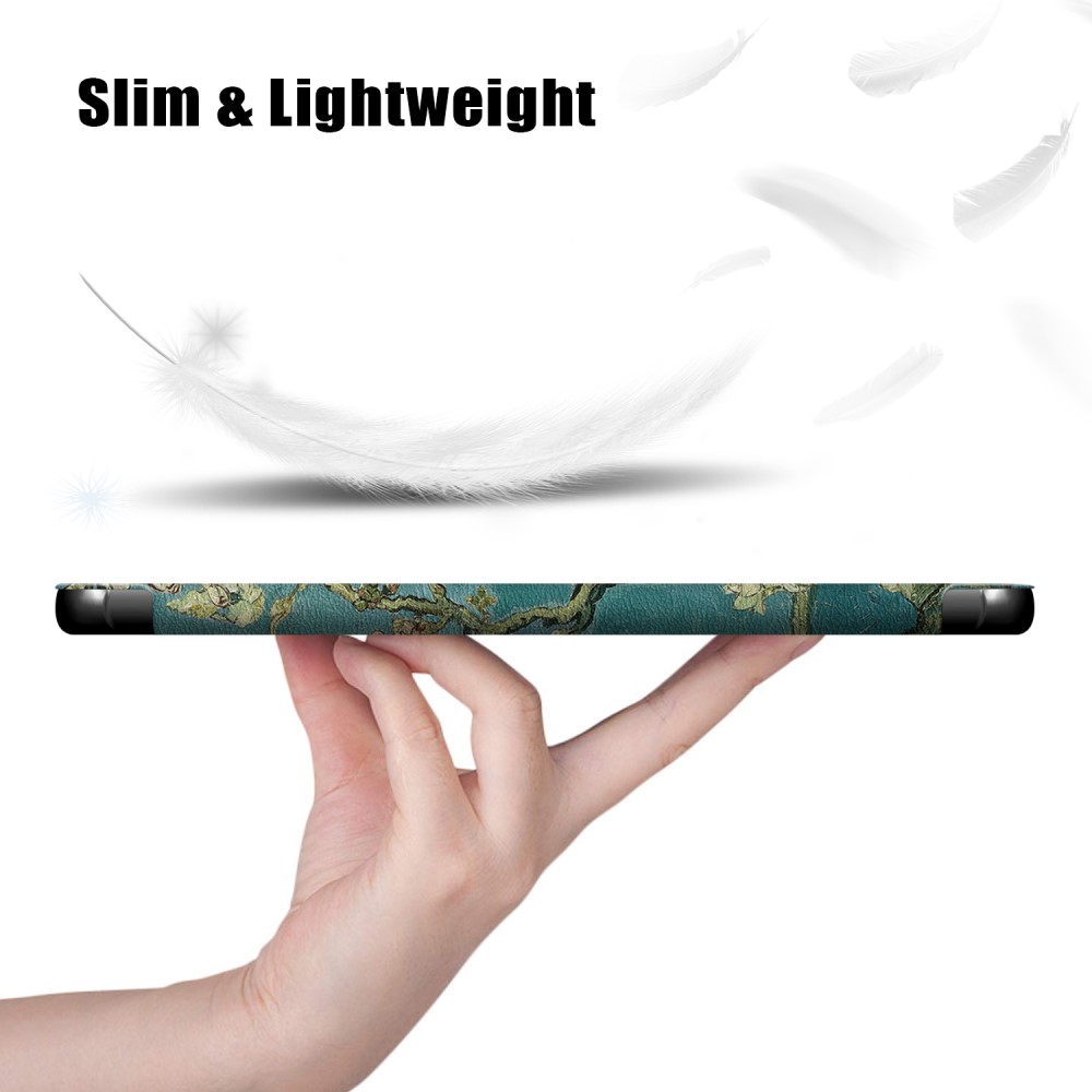 Galaxy Tab S7 FE/S7 Plus/S8 Plus Tri-Fold Lder Fodral Peach Blossom