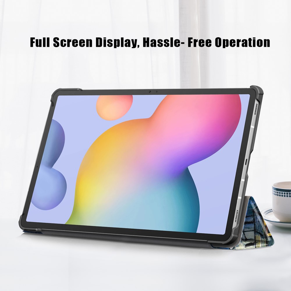Galaxy Tab S7 FE/S7 Plus/S8 Plus Tri-Fold Lder Fodral Brush Painting