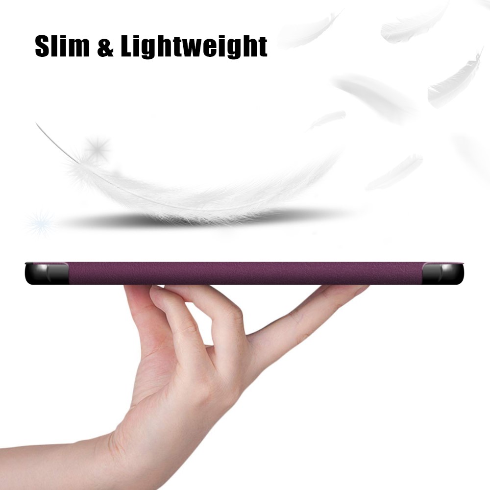Galaxy Tab S7 FE/S7 Plus/S8 Plus Tri-Fold Lder Fodral Lila