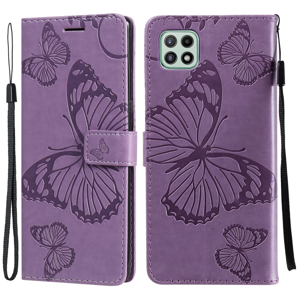Samsung Galaxy A22 5G - Butterfly Lder Fodral - Lila