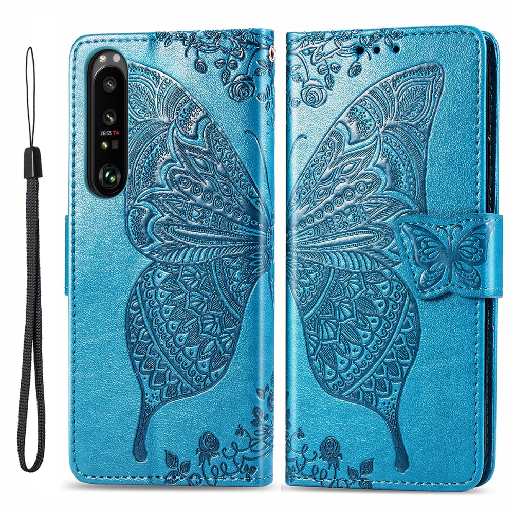 Sony Xperia 1 III - Butterfly Lder Fodral - Bl