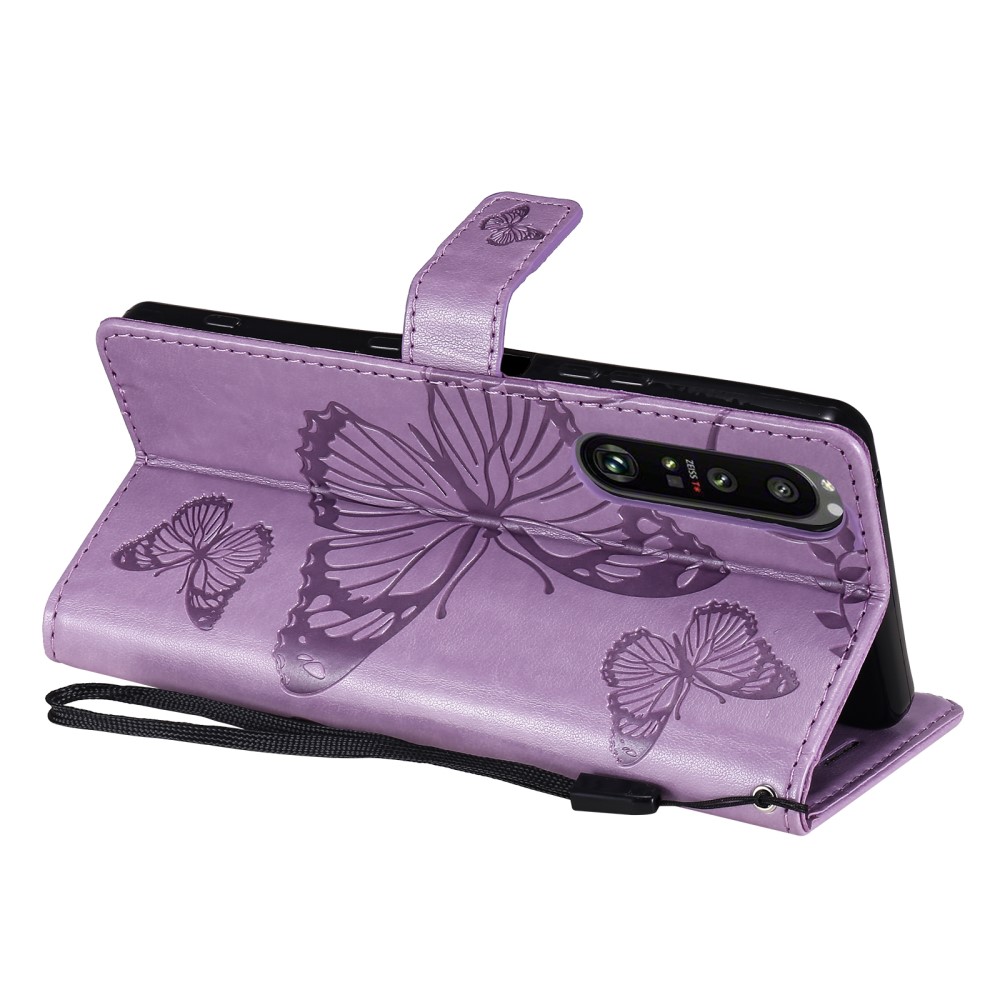 Sony Xperia 1 III - Butterfly Lder Fodral - Lila