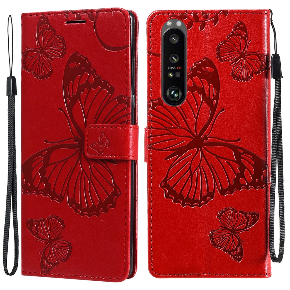 Sony Xperia 1 II - Butterfly Lder Fodral - Rd
