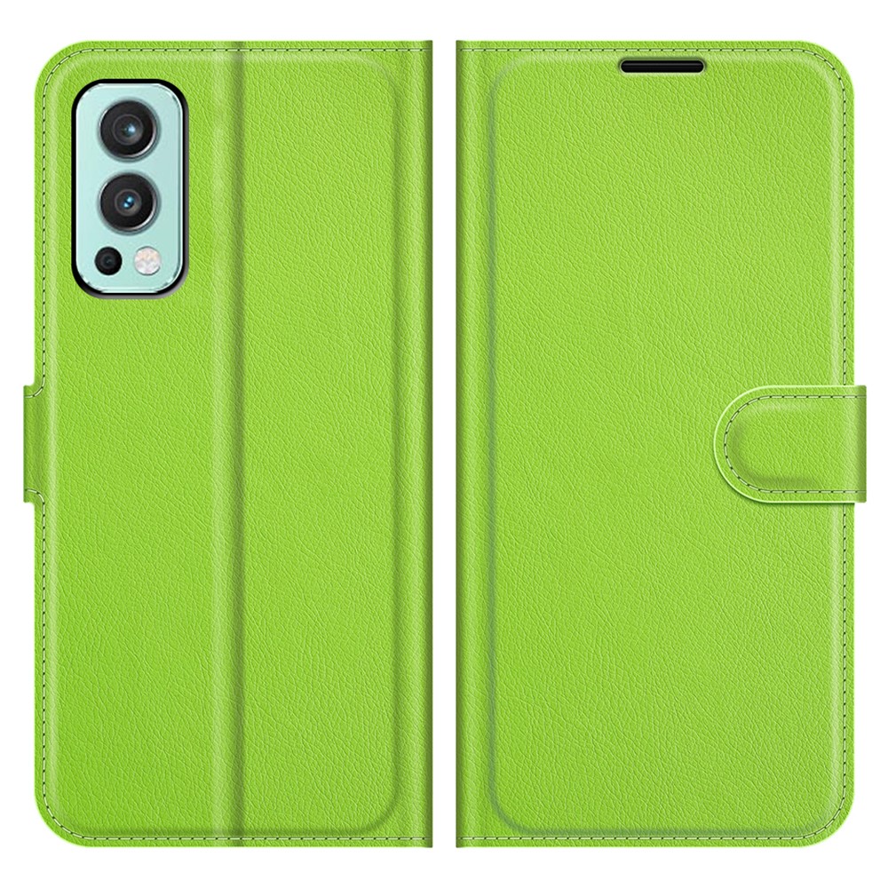 OnePlus Nord 2 5G - Litchi Läder Fodral - Grön