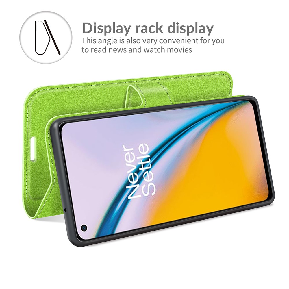 OnePlus Nord 2 5G - Litchi Läder Fodral - Grön