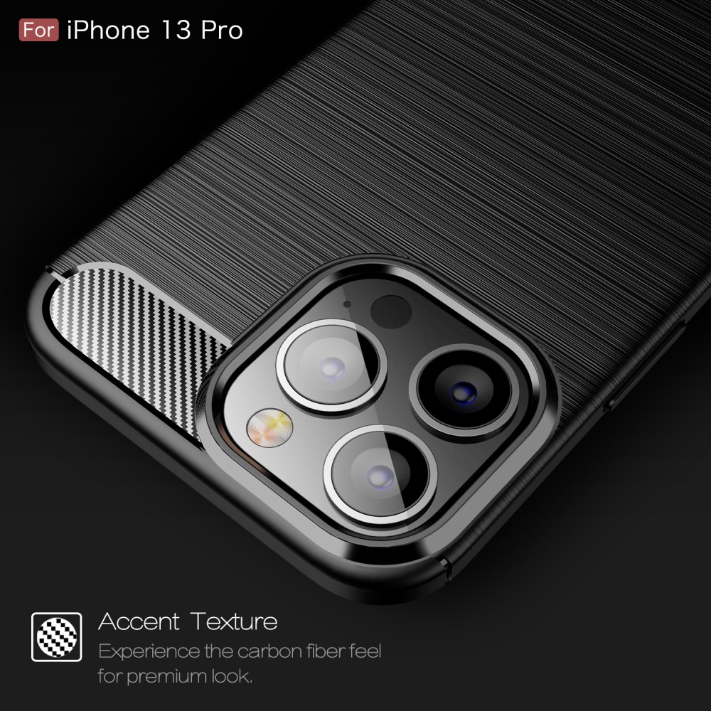 iPhone 13 Pro - Borstad Stl Textur Skal - Svart