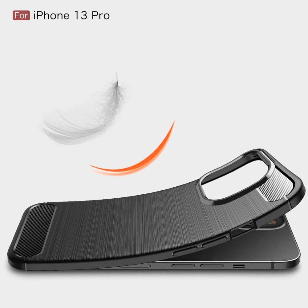 iPhone 13 Pro - Borstad Stl Textur Skal - Svart