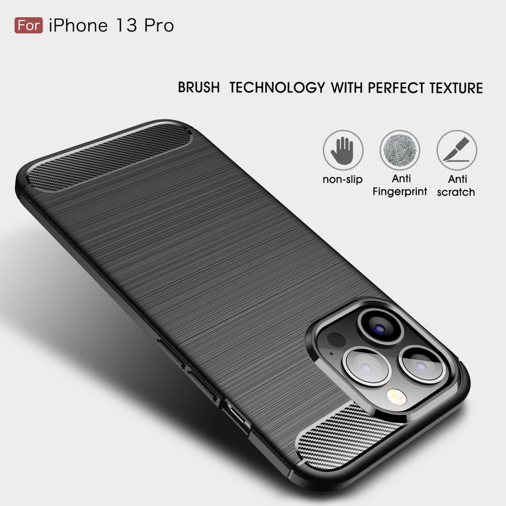 iPhone 13 Pro - Borstad Stl Textur Skal - Rd