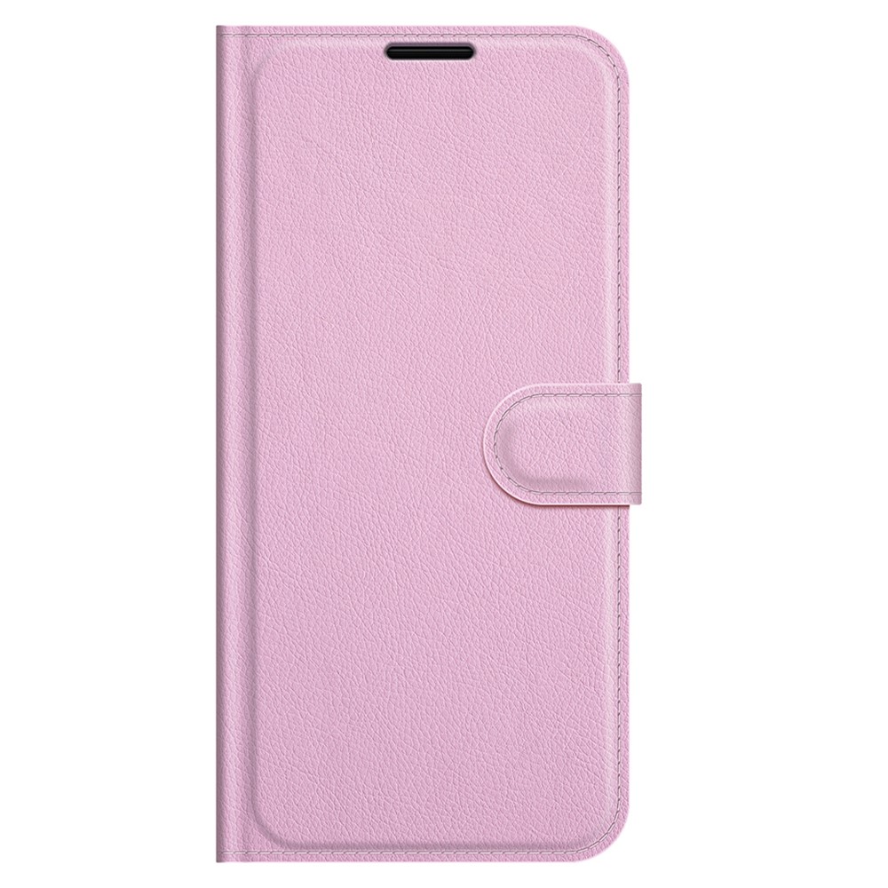 iPhone 13 Pro - Litchi Lder Fodral - Ljus Rosa