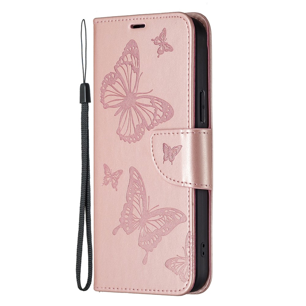 iPhone 13 Pro - Butterfly Lder Fodral - Rosguld