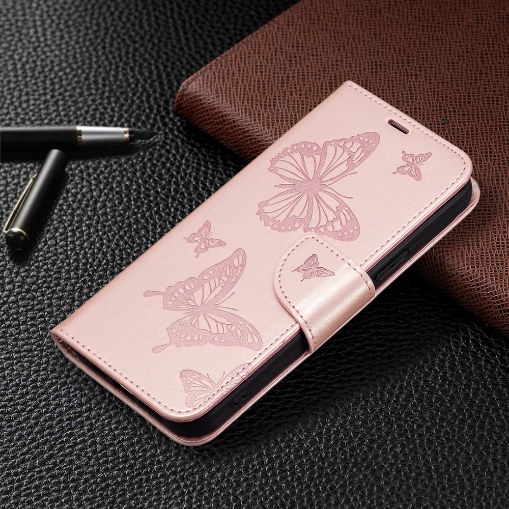 iPhone 13 Pro - Butterfly Lder Fodral - Rosguld