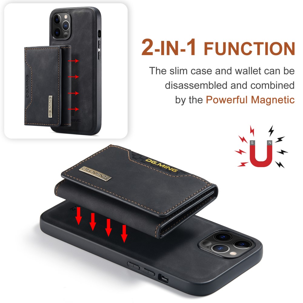 iPhone 13 Pro - DG.MING 2in1 Skal Magnetisk Avtagbart Kortfack - Svart