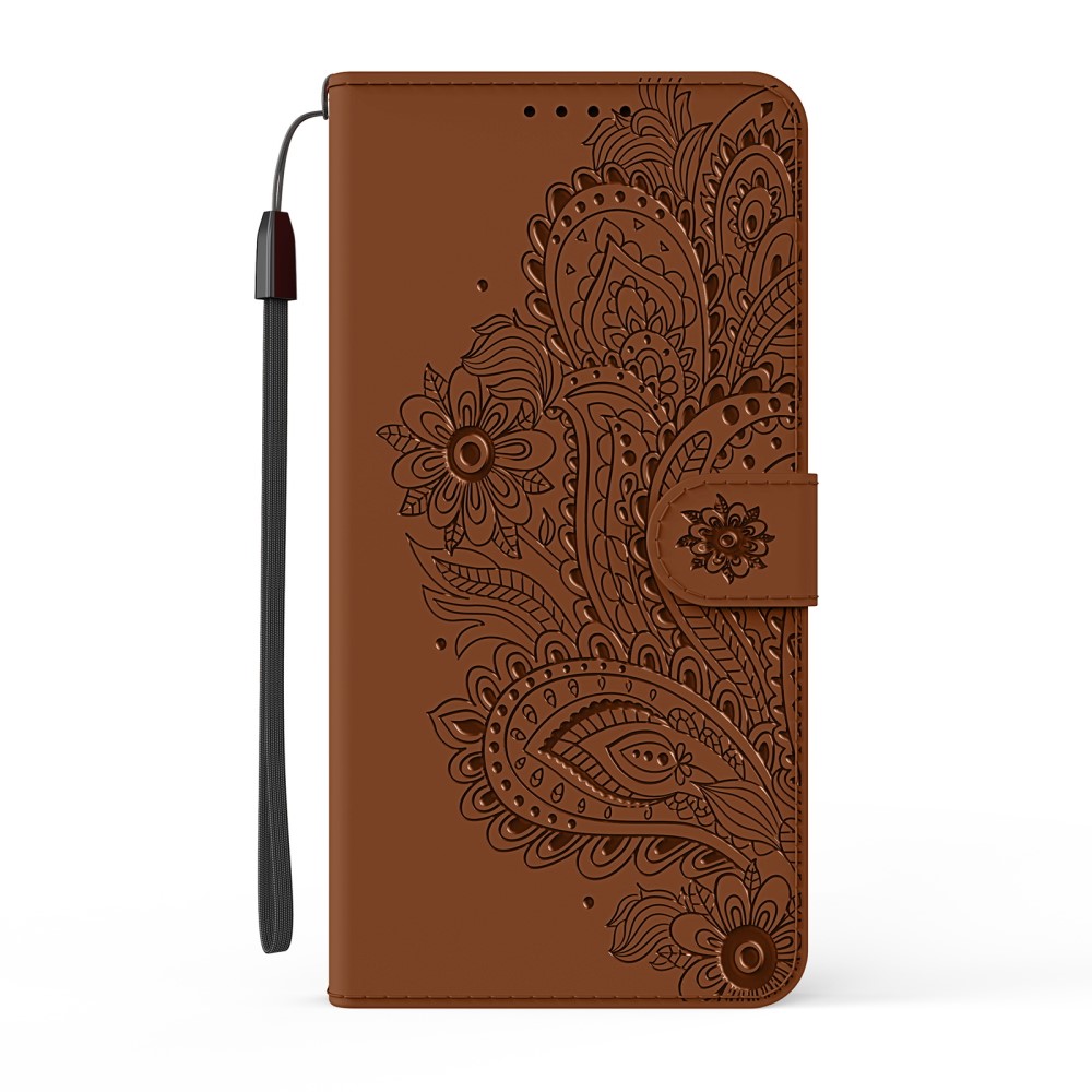 iPhone 13 Pro - Flower Mandala Läder Fodral - Brun