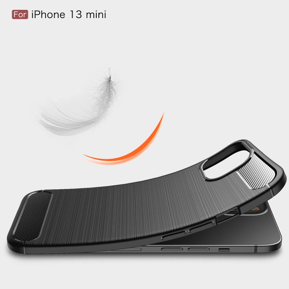 iPhone 13 Mini - Borstad Stl Textur Skal - Svart
