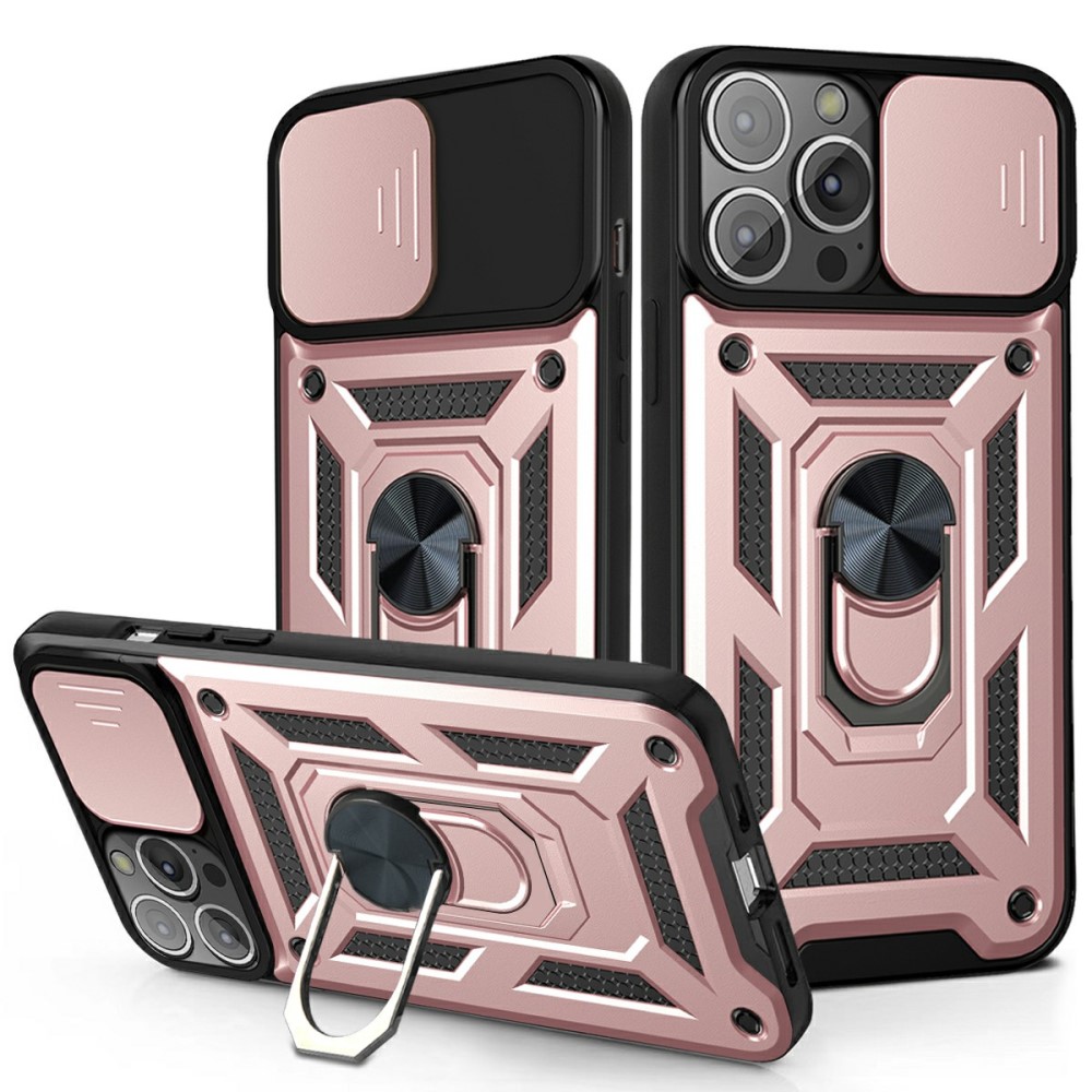 iPhone 13 Mini - CamShield Armor Hybrid Ring Skal - Rosguld