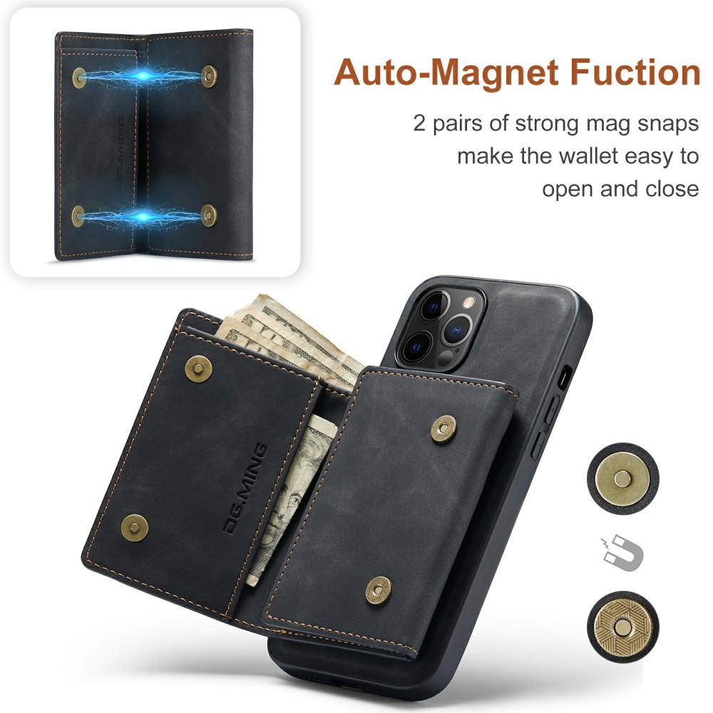 iPhone 13 Mini - DG.MING 2in1 Skal Magnetisk Avtagbart Kortfack - Svart