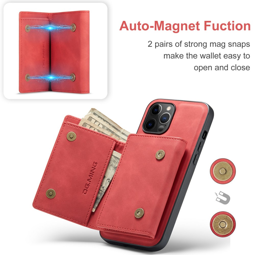 iPhone 13 Mini - DG.MING 2in1 Skal Magnetisk Avtagbart Kortfack - Rd