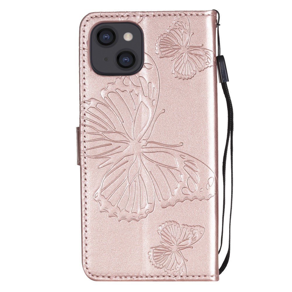 iPhone 13 Mini - Butterfly Lder Fodral - Rosguld