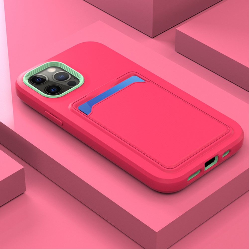 iPhone 13 Mini - Hybrid Skal Med Kortfack - Rosa/Grn