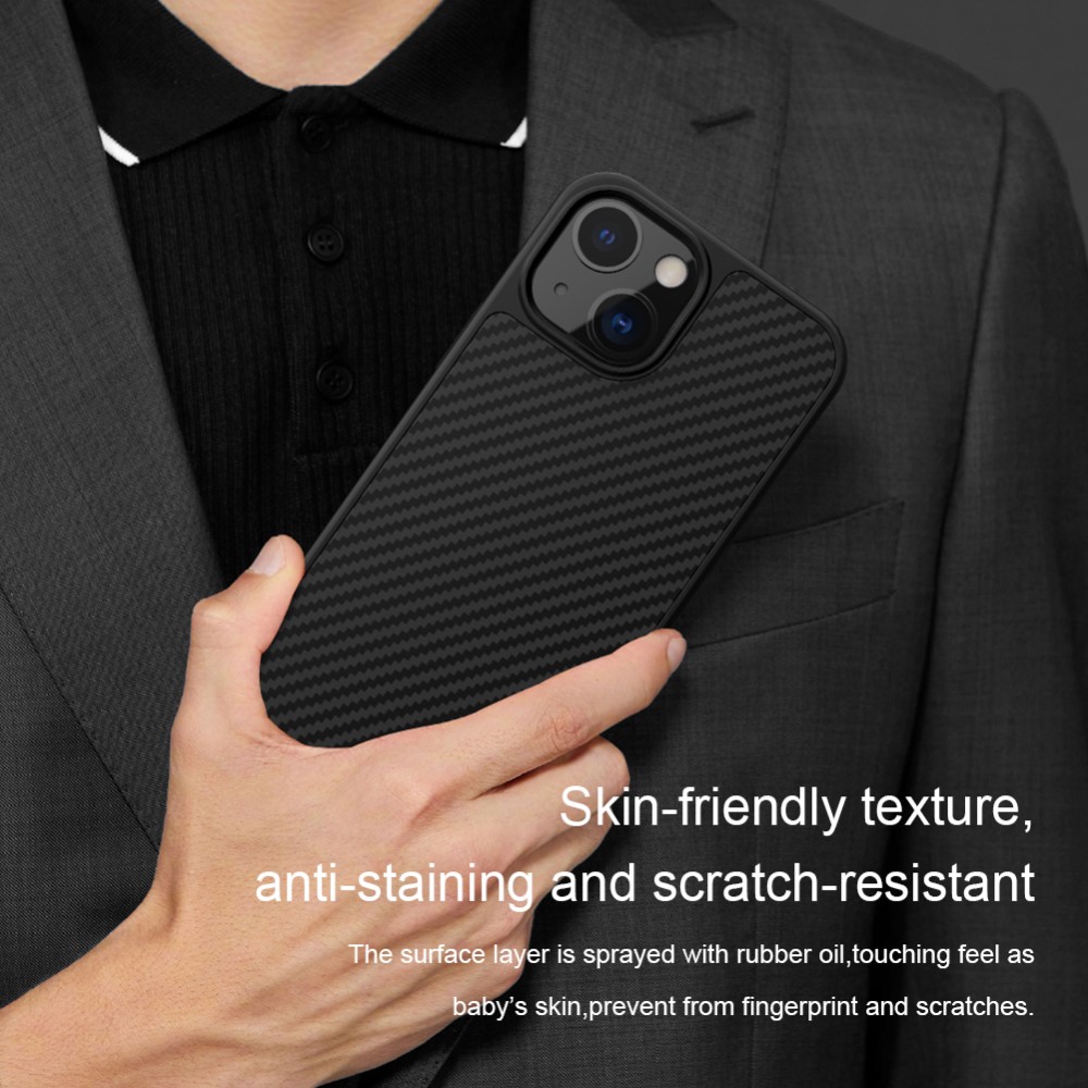 iPhone 13 Mini - NILLKIN Kolfiber Textur Skal - Svart