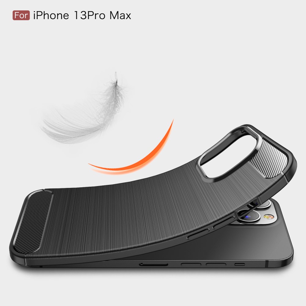 iPhone 13 Pro Max - Borstad Stl Textur Skal - Svart