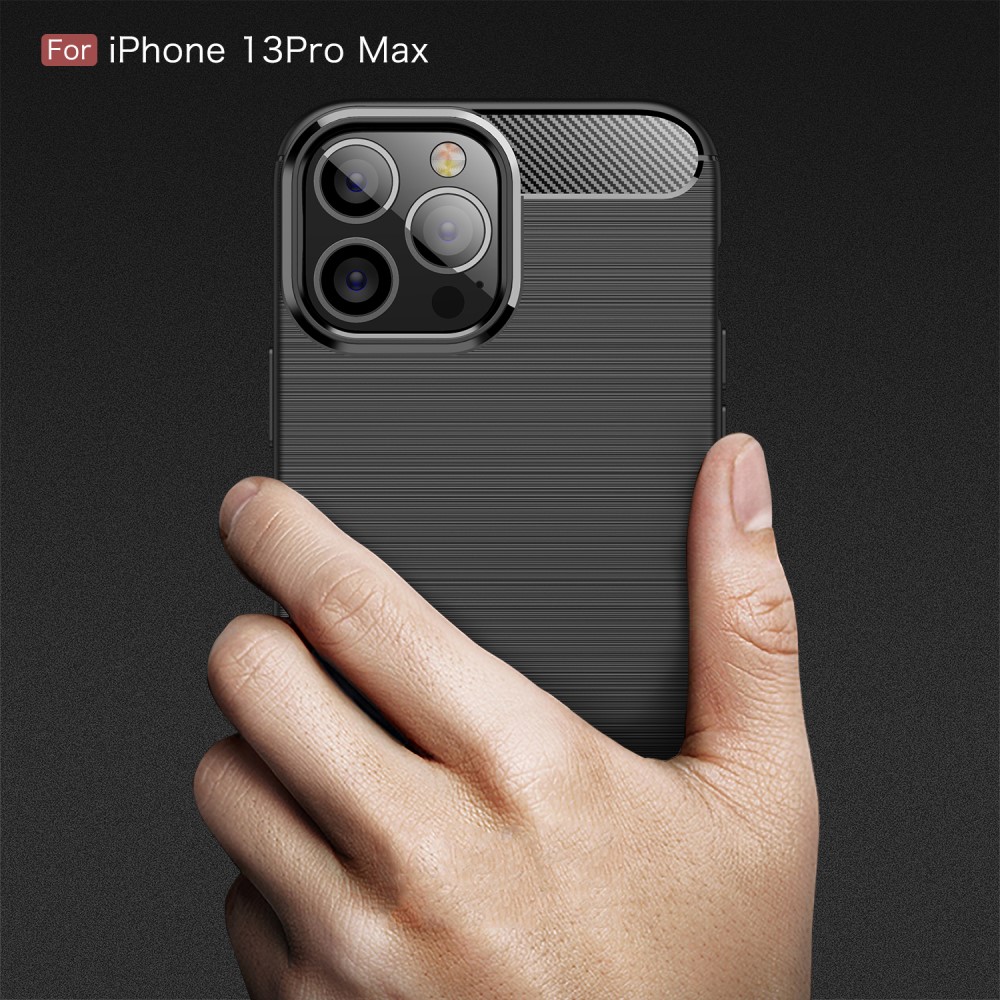iPhone 13 Pro Max - Borstad Stl Textur Skal - Bl