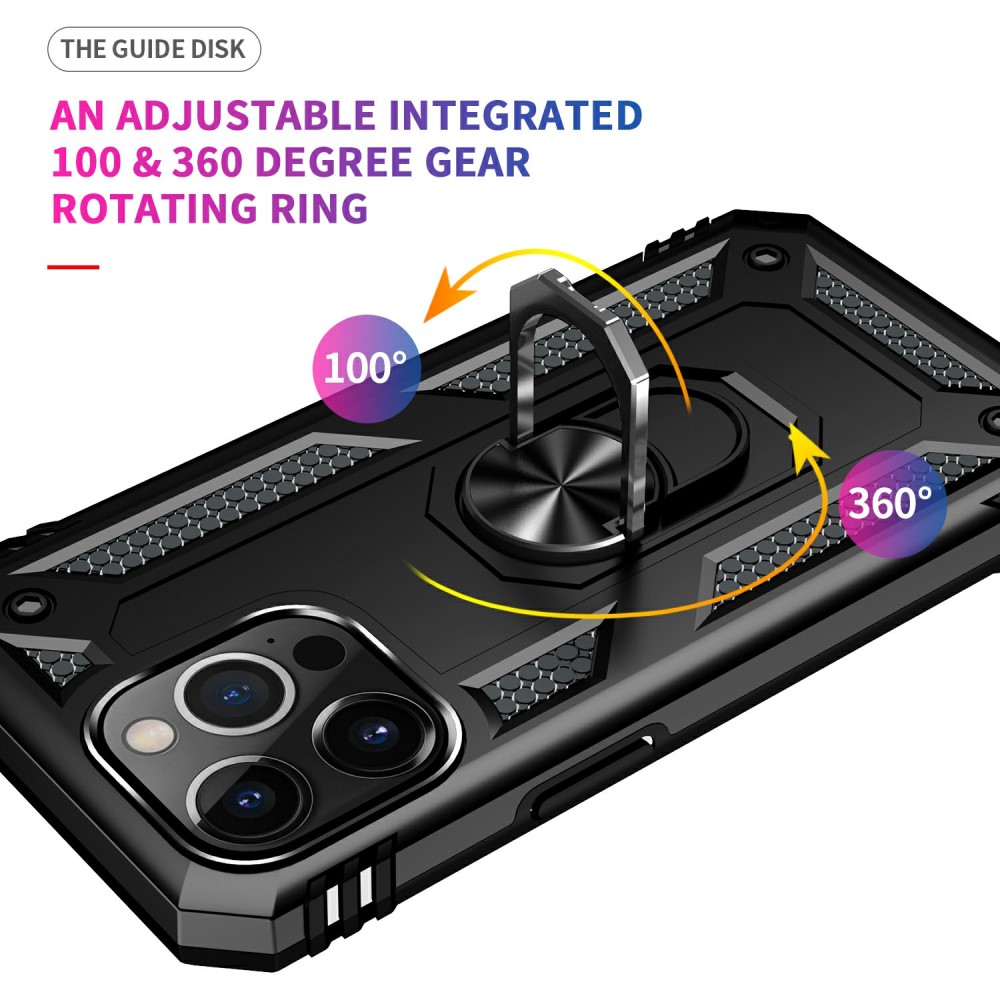  iPhone 13 Pro Max - Shockproof Hybrid Armor Ring Skal - Svart - Teknikhallen.se