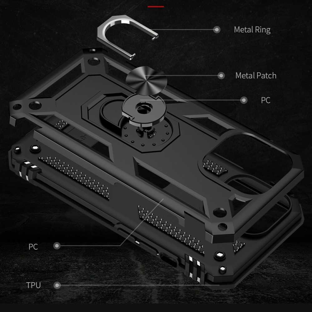  iPhone 13 Pro Max - Shockproof Hybrid Armor Ring Skal - Svart - Teknikhallen.se